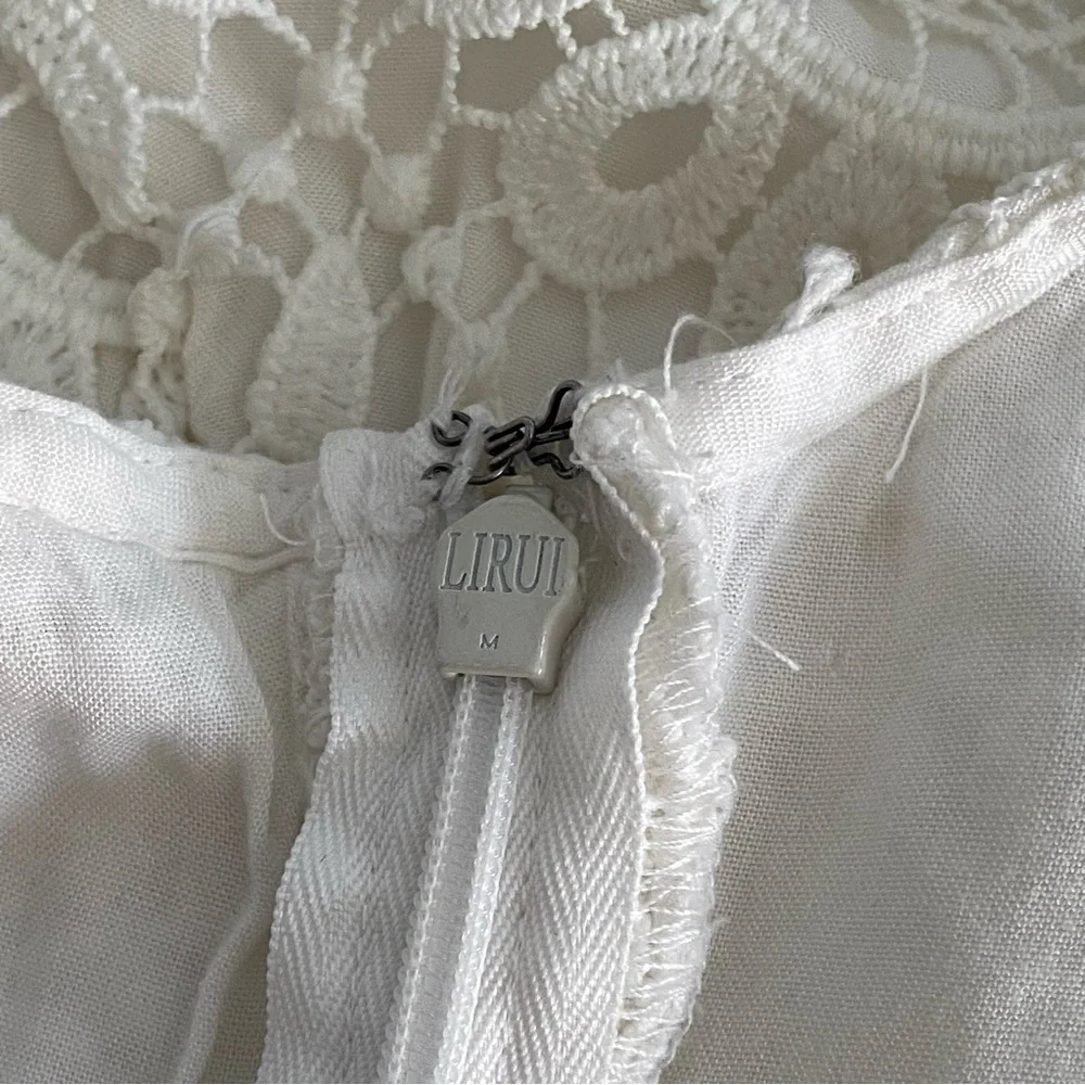 Hollister Co. High Neck Cut Out Back Crochet Lace White Dress Women's Size XS - Picture 7 of 14